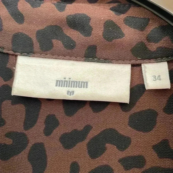 EUC Minimum Bilda Brown Leopard Print Button Down 100%viscose Women Shirt- EU 34 - Picture 6 of 13
